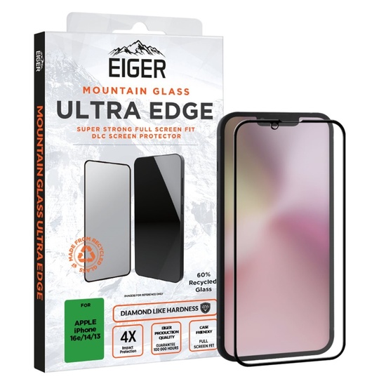 Vidrio Eiger Folie Mountain Glass Ultra GRS para iPhone 16e / iPhone 14 / iPhone 13 / iPhone 13 Pro Transparente