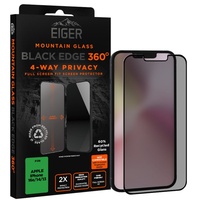 Eiger Folie Glass Privacy Mountain Black Edge 360 ​​GRS iPhone 16e / iPhone 14 / iPhone 13 / iPhone 13 Pro