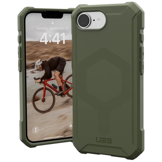 Funda UAG Essential Armor Magsafe para iPhone 16e en color verde oliva
