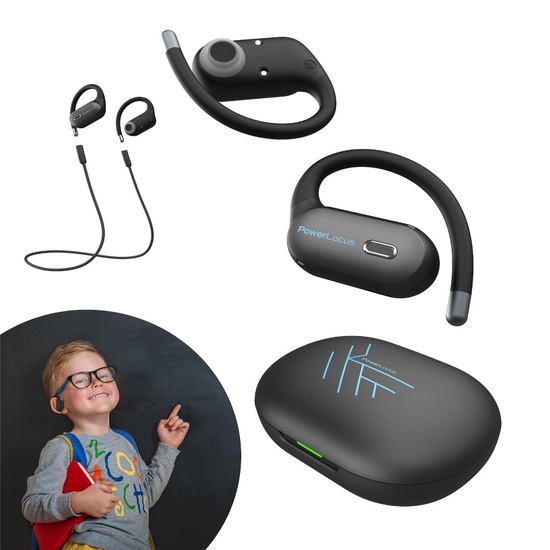 PowerLocus hoofdtelefoon voor kinderen, draadloze open-ear Jumpy, blauw