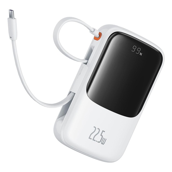 Baseus External battery QPow Pro+ 10000mAh, 22.5W, Lightning, 2xType-C, USB, USB-C cable, White