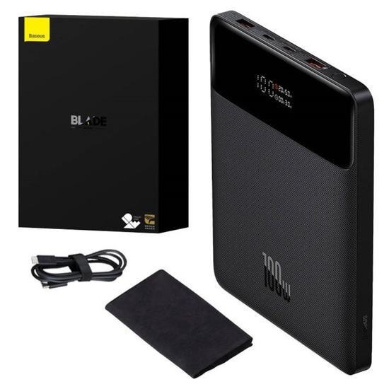 Baseus Blade external battery 20000mAh, 100W 2xUSB, 2xUSB-C, USB-C cable, 100W, Black