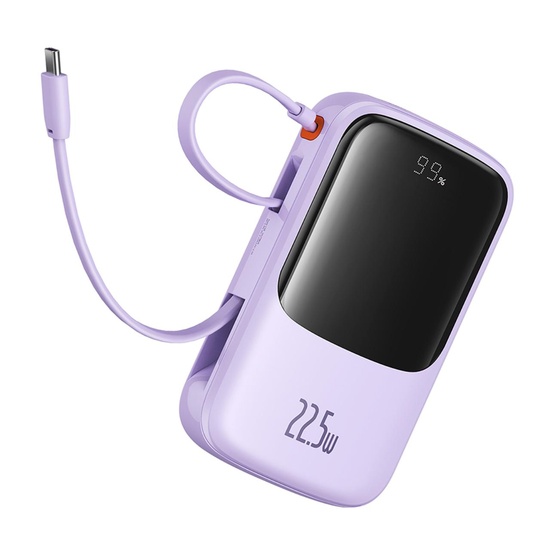 Baseus External battery QPow Pro+ 10000mAh, 22.5W, Lightning, 2xType-C, USB, USB-C cable, Purple