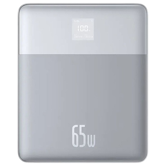 Baseus Blade externer Akku 12000mAh, 65W, 2x Typ-C, Digitalanzeige, USB-C-Kabel, Silber