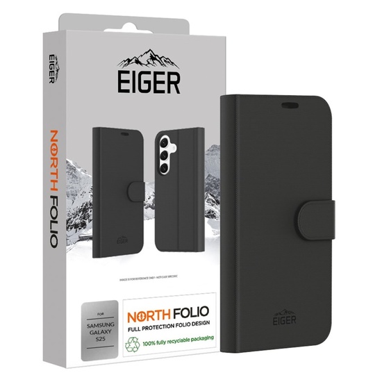Funda tipo folio Eiger Husa North para Samsung Galaxy S25, color negro