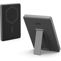UAG Slim Magnetic externer Akku 5.000 mAh, 20 W, Typ-C-Kabel, kabellos, mit Ständer, Schwarz/Grau