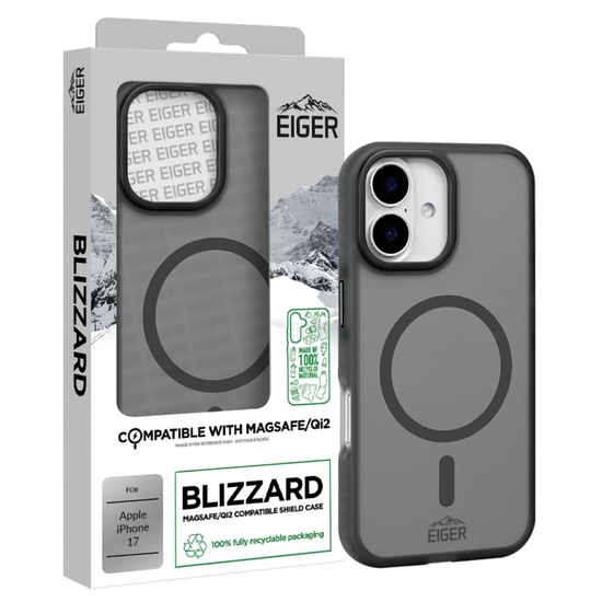Funda Eiger Blizzard Magsafe GRS para iPhone 17, color negro