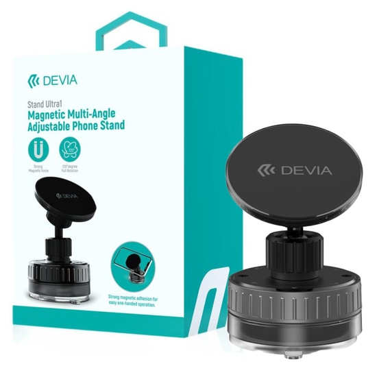 Soporte magnético Devia Ultra1, rotación de 360 ​​grados, fijación con ventosa, negro