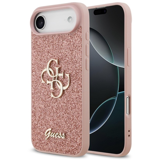 Guess Husa Fixed Glitter 4G Metal Logo iPhone Air Roz