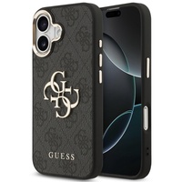 Guess Husa PU Leather 4G Metal Logo Gold Frame iPhone 17 Negru