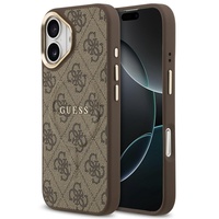Guess Husa PU Leather 4G Gold Frame MagSafe iPhone 17 Maro