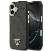 Guess Husa Leather 4G Triangle Logo Gold Frame MagSafe iPhone 17 Negru