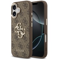 Guess Hülle PU Leder 4G Metall Logo Goldrahmen iPhone 17 Braun
