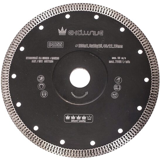 Disco diamantato turbo sottile, piastre in ceramica, taglio a secco e a umido, 200 mm/25,4 mm, Esclusiva Richmann