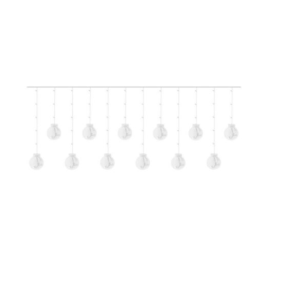Vorhang-Lichtinstallation, Globusmodell, warmweiß, 8 Beleuchtungsmodi, Innen-Außen, IP44, 108 LEDs, 2,6 m