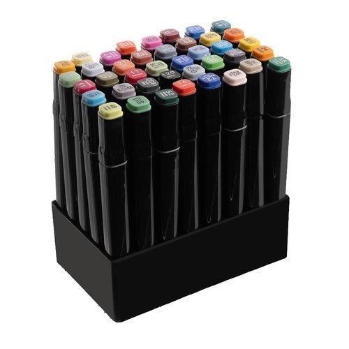 Set pennarelli/carrios, 2 estremità, con coperchio, vari colori, 40 pz