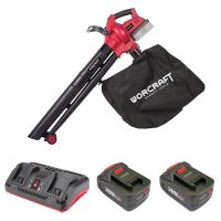 Aspirafoglie, con 2 batterie da 4 Ah, caricabatterie Li-ion 2x20V, sacco di raccolta, Worcraft