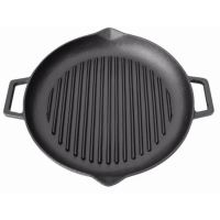 Grill plate, cast iron, round, with handles and beak, 33.5x4.5 cm, Perfect Home