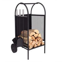 Supporto legna per caminetto con accessori, 60x35x35 cm
