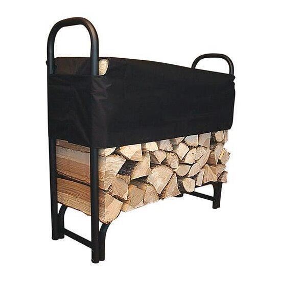 Gestapelte Holzstütze mit Plane, 39x126x118 cm
