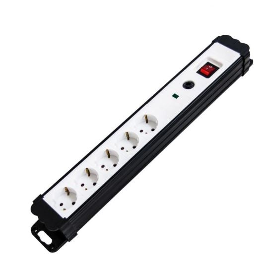 Elektrisch verlengsnoer met schakelaar, overspanning en kinderbeveiliging, 5 stopcontacten, 1,4 m
