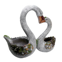 Decorazione da giardino, ceramica, cigni, 49x23x44,5 cm