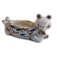 Decorazione da giardino, ceramica, rana con vaso, 35x16x17 cm