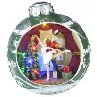 Decorazione natalizia musicale, pallina per albero di Natale con ballerina, LED multicolore, 3xAA, 30,5x26,5 cm