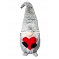 Decorazione natalizia, nano grigio con cuore rosso, 48 cm
