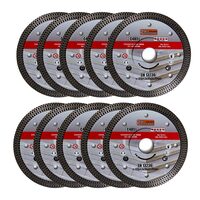 Disco diamantato turbo sottile, ceramica, taglio a secco e a umido, set da 10 pezzi, 125 mm/22,23 mm, Richmann Exclusive
