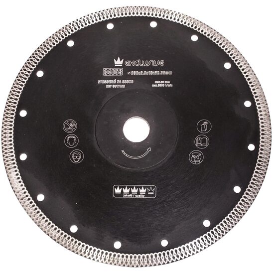 Disco diamantato turbo sottile, piastre in ceramica, taglio a secco e a umido, 230 mm/22,23 mm, Esclusiva Richmann