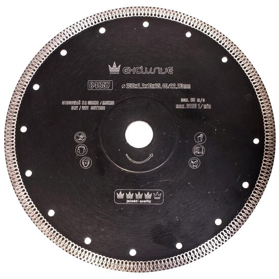 Disco diamantato turbo sottile, piastre in ceramica, taglio a secco e a umido, 250 mm/25,4 mm, Esclusiva Richmann