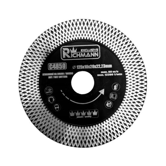 Disco diamantato turbo sottile, doppio segmento, piastre in ceramica, taglio a secco e a umido, 125x22,23x1,3 mm, Esclusiva Richmann