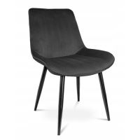 Sedia da cucina/soggiorno, velluto, metallo, nero, 54x61x83 cm, Viva
