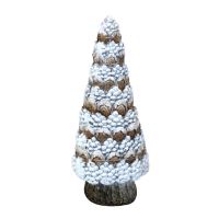 Decorazione natalizia, ceramica, abete, bianco e marrone, LED, 3xAA, 19x19x49,5 cm