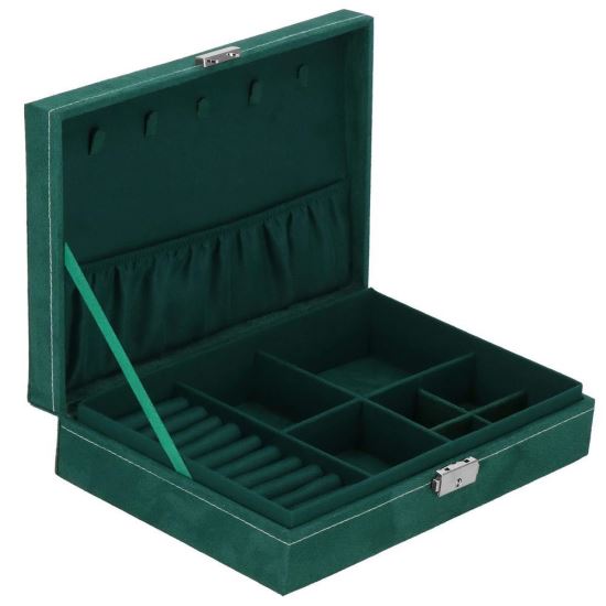 Portagioie, velluto, verde, 28x19,5x7 cm, Springos