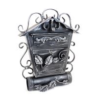 Cassetta postale, con spazio per giornale obliquo, elementi forgiati, argento, formato B5, 38x12,5x51,5 cm, Damech