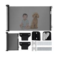  Cancello, rete, sicurezza, protezione bambini, retrattile, nero, 13x160x85 cm, Ruhhy