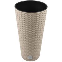 Vaso da fiori decorativo, Prosperplast, Rato, simil rattan, rotondo, alto, marrone, 40x76,3 cm