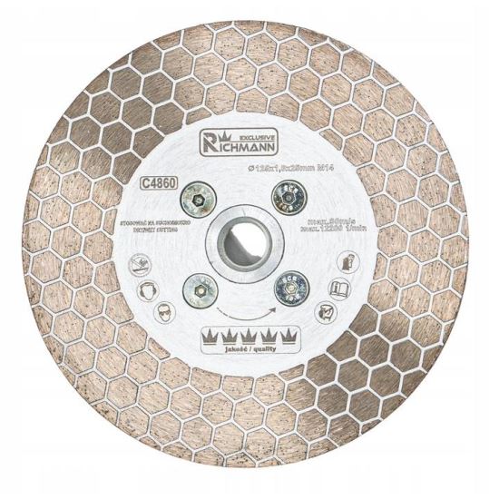 Disco diamantato 2 in 1, piastre in ceramica, taglio a secco e a umido, rettifica, M14, 125x25x1,6 mm, Esclusiva Richmann