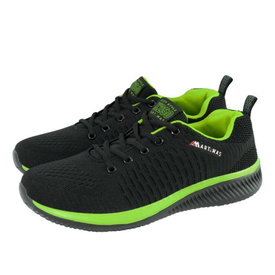 Casual shoes, fluorescent elements, Eva foam sole, black and green, size 41