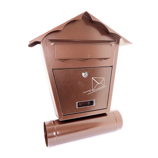 Brievenbus, Damech, met ruimte voor krant, koper, B5-formaat, 37x10,5x46 cm