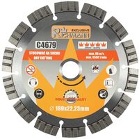 Disco diamantato segmentato, cemento, taglio a secco, 180 mm/22,23 mm, Richmann Exclusive
