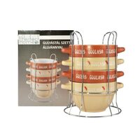Set 4 ciotole da cucina per gulasch con supporto, ceramica, 0,75 L, 14x9,5 cm, Perfect Home
