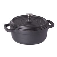 Pentola in alluminio con coperchio, nera, 2,2 L, 20 cm, Verk Group