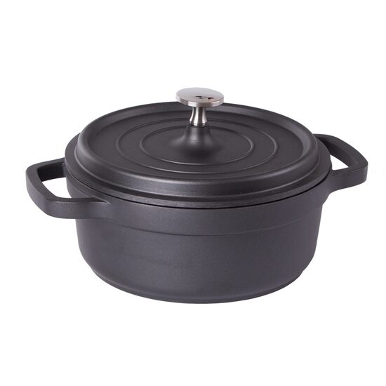 Pentola in alluminio con coperchio, nera, 2,2 L, 20 cm, Verk Group