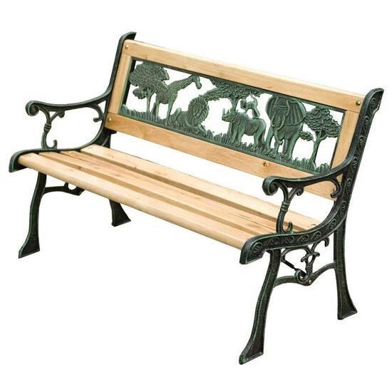 Panca da giardino, per bambini, legno, struttura in metallo, 82x39x50 cm, Jumanji