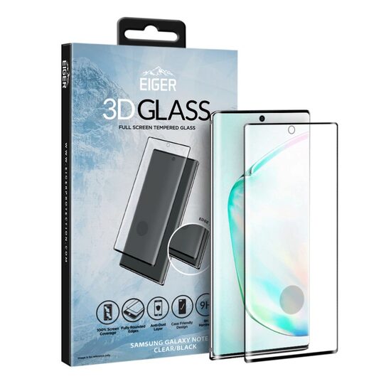Folie Samsung Galaxy Note 10 Eiger gebogenes Glas 3D klar schwarz