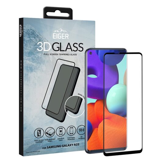 Folie Samsung Galaxy A22 5G Eiger Glass 3D Edge to Edge Clear Black Samsung Galaxy A22 5G