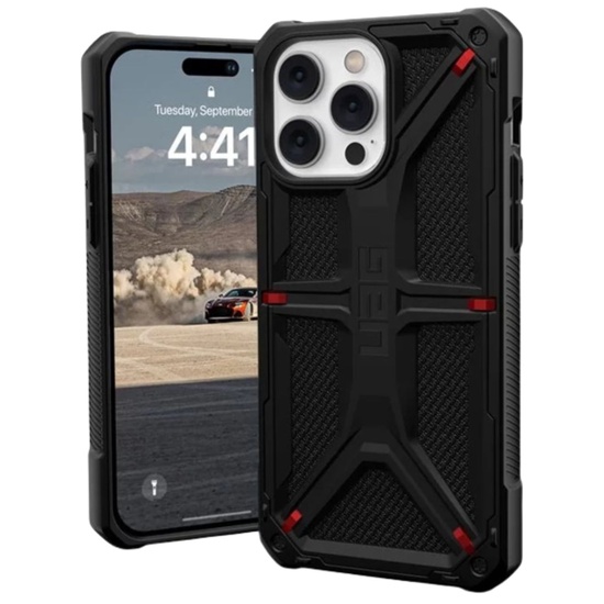 UAG Monarch Series Hülle iPhone 14 Pro Max Kevlar Schwarz, militärischer Falltest